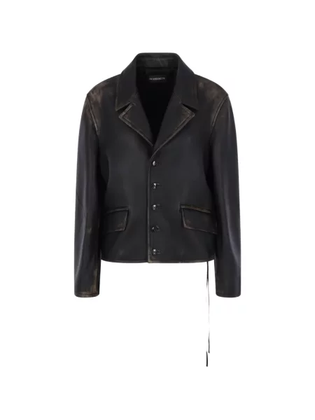 Geanta de piele Ann Demeulemeester zdrențuiți negru