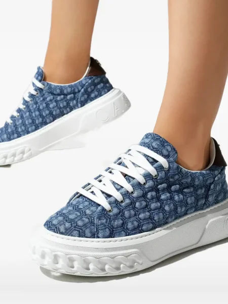 Fűzős csipkés sneaker Casadei kék