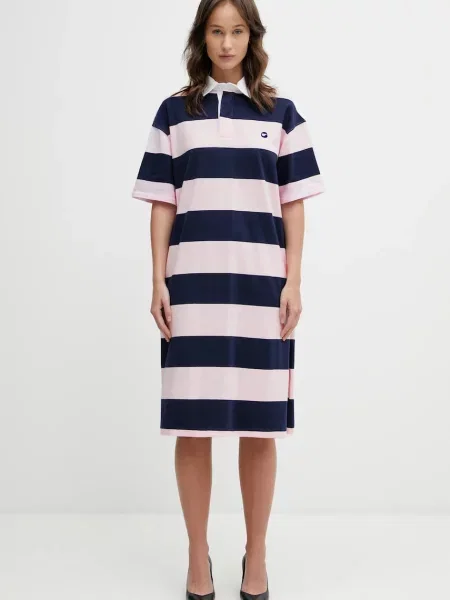 Coperni sukienka Striped Polo różowa