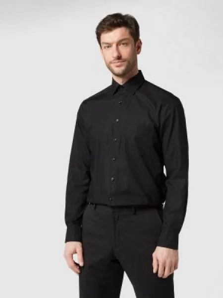 Koszula biznesowa o kroju regular fit z popeliny Olymp czarna