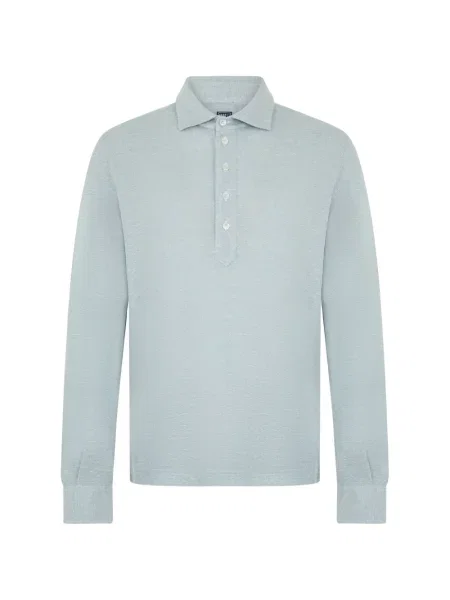 Lung tricou polo Fedeli gri