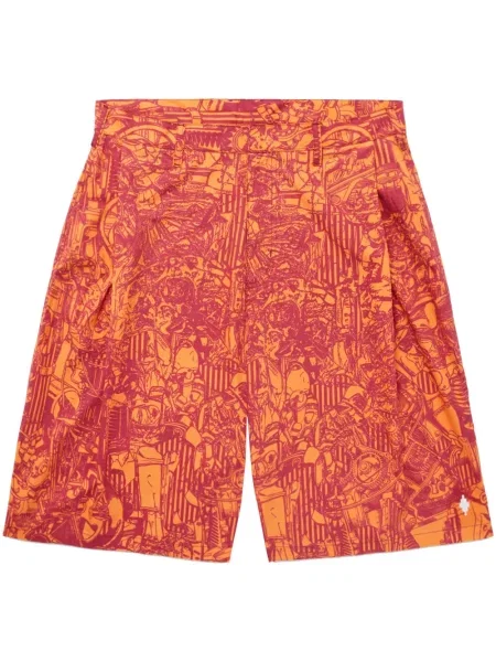 Marcelo Burlon pantaloni scurti din Aop Mech Pajama Shorts Orange Burgundy barbati portocaliu