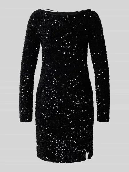 Sukienka wieczorowa o dopasowanym kroju z cekinowym obszyciem model ‘BELLA’ Vero Moda czarna