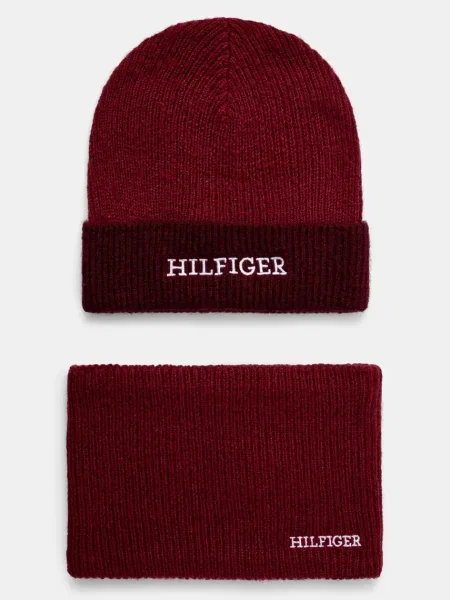 Tommy Hilfiger Súprava čiapka a tunelový šál červená