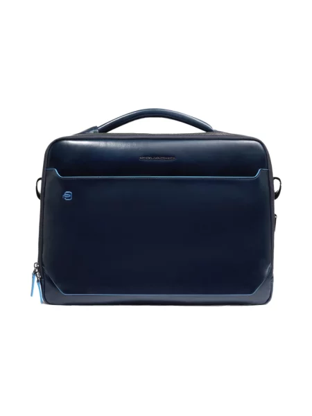 Torba na laptopa Piquadro skórzana niebieska