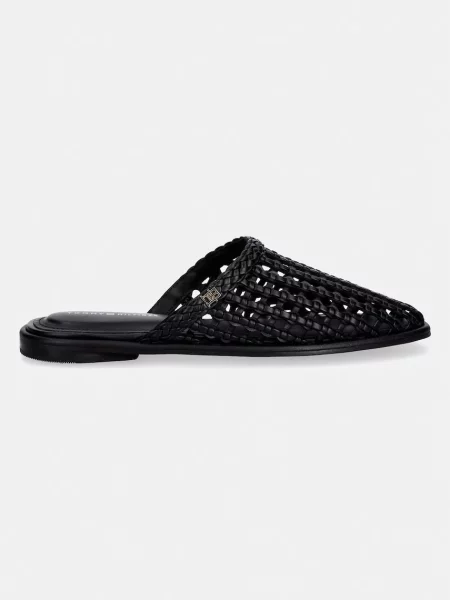 Papuci tip mules Tommy Hilfiger negru