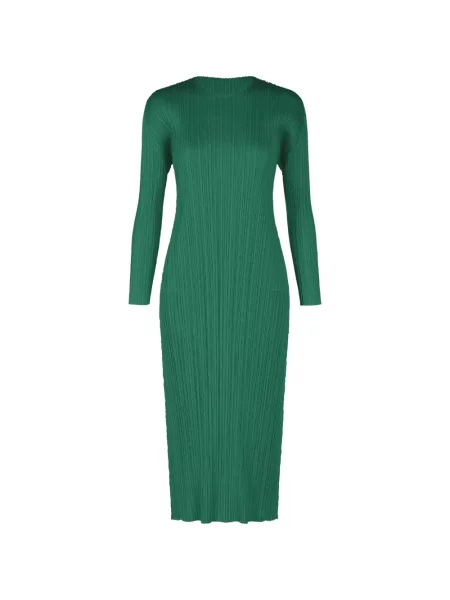 Rochie maxi Pleats Please Issey Miyake plisată până la genunchi de costum verde