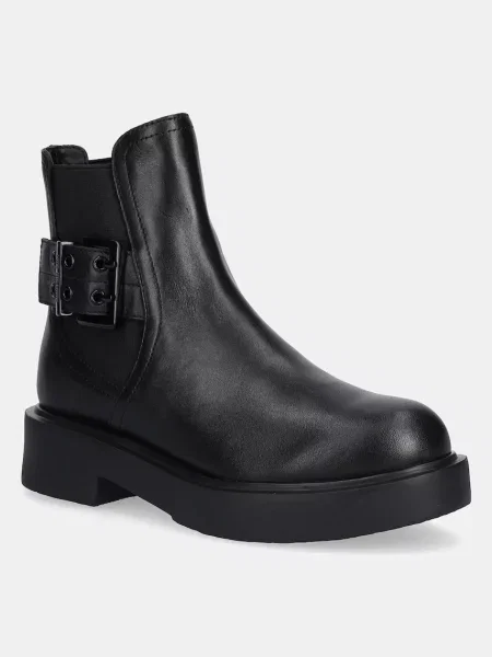 Кожени боти челси Love Moschino с платформа черно