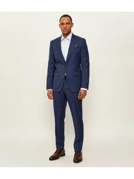 BOSS BLACK Gyapjú öltöny fekete