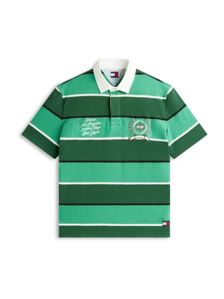 Tommy Jeans Tričko zelená / světle zelená bílá