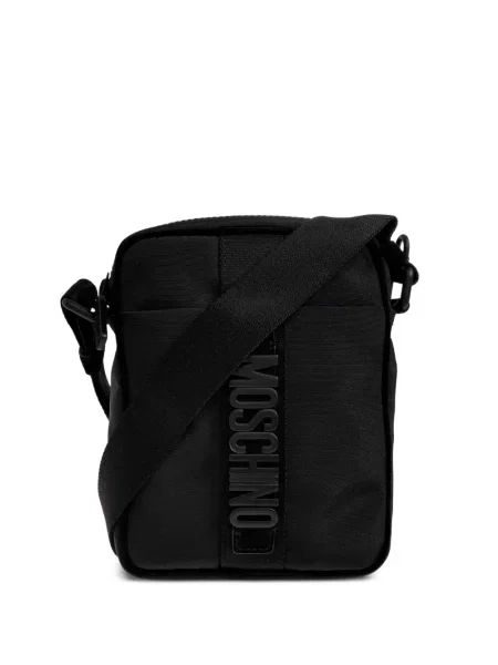 Geantă crossbody Moschino cu autograf negru