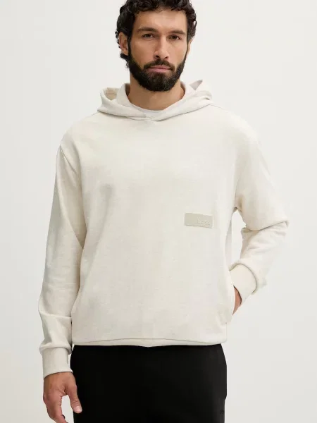 BOSS Green hanorac cu glugă pentru bărbați cu SW_Hoodie bej