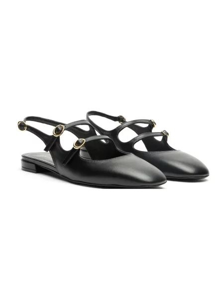 Balerinki Stuart Weitzman skórzane z otwartą piętą czarne