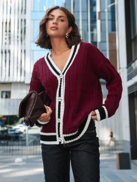 Кофти та светри Dressa бавовна/поліестер/еластан бордовий