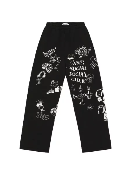 Τρέξιμο παντελόνι Anti Social Social Club με σχέδιο μαύρο