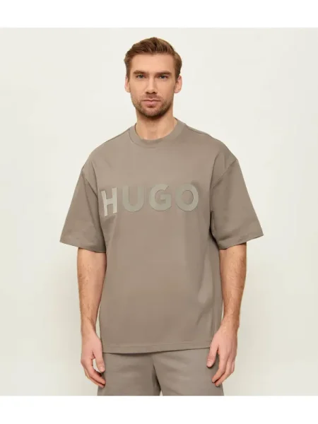HUGO Tricou Dinkee | Oversize fit bej