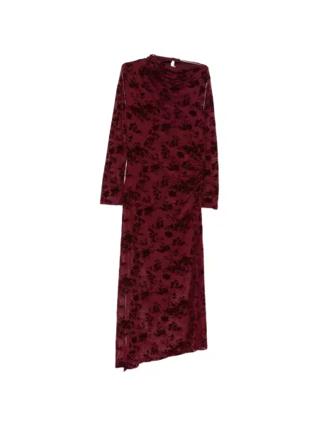 Rochie maxi Imperial cu model floral drapată roșu