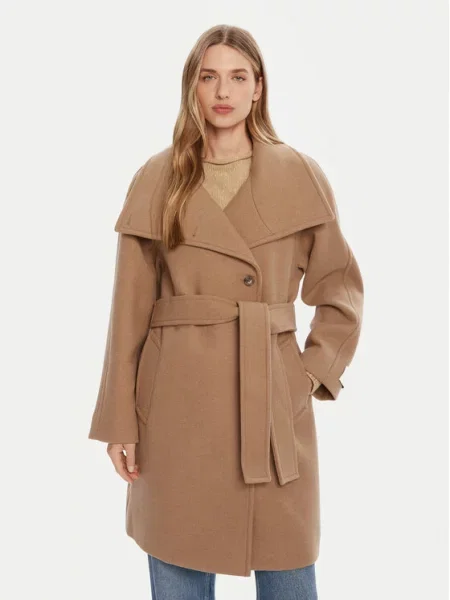 Calvin Klein Μάλλινο παλτό μπεζ