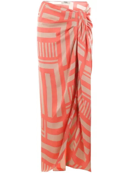 Fustă Fendi de mătase portocaliu