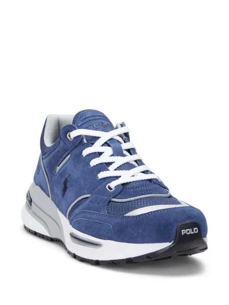 Πλισέ ριγέ sneakers Polo Ralph Lauren με κέντημα μπλε