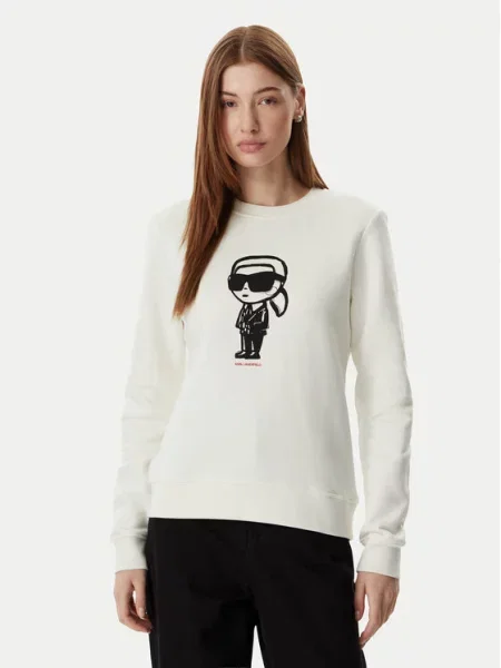 Karl Lagerfeld Mikina IKON krémová / pink / černá béžová