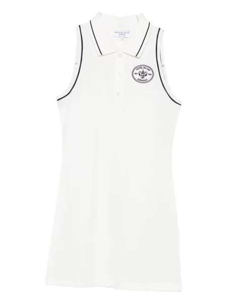 Rochie mini Sporty & Rich cu broderie de costum alb