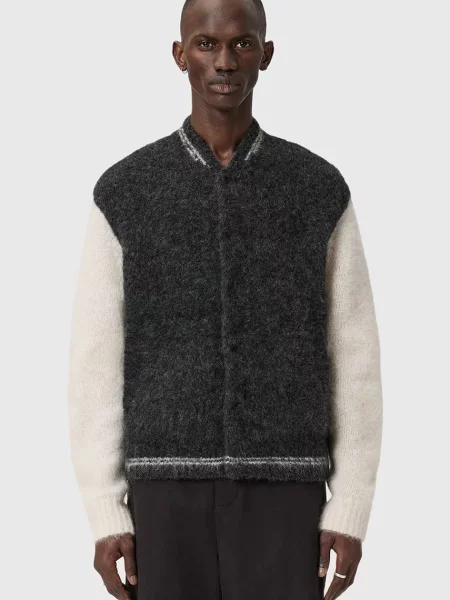 AllSaints cardigan cu alpaca gri