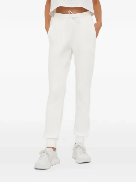 Pantaloni Guess alergare cu autograf alb