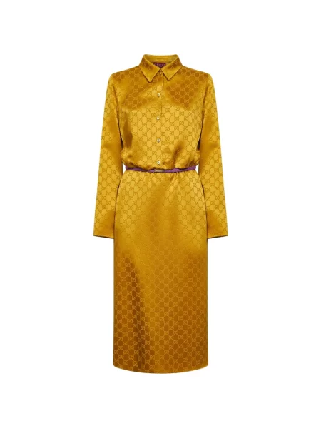Rochie midi Gucci din jacard până la genunchi de costum galben