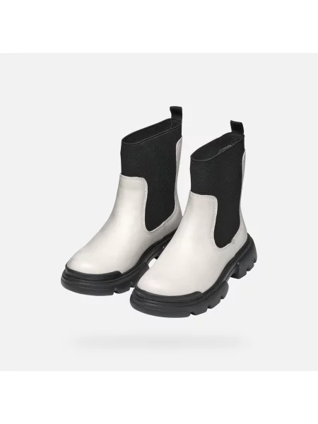Geox Cizme J Junette Girl M Écru negru