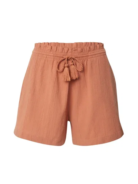 Къс панталон Roxy с изчистен дизайн с висока талия кафяво