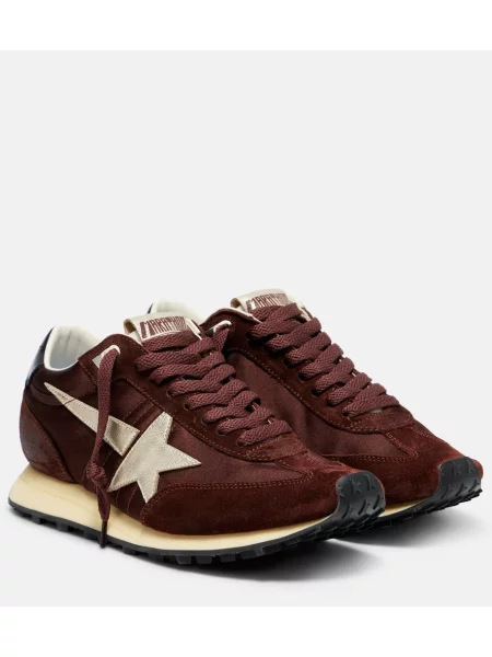 Trčanje top Golden Goose od brušene kože zlatna