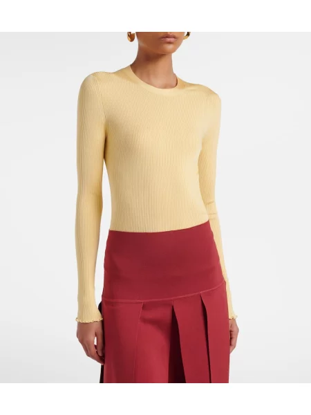 Top Alaïa de mătase galben