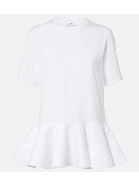 Tricou Alaïa din jerseu alb