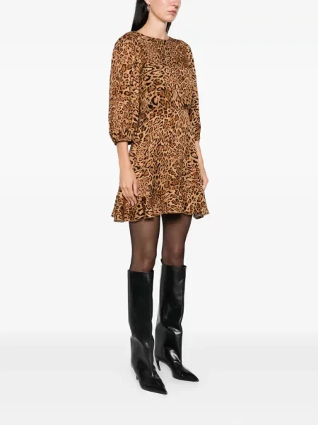 Rochie mini Twinset cu imagine cu model leopard de costum maro