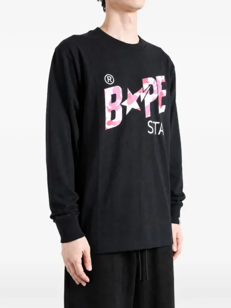 Lung tricou A Bathing Ape® cu imagine negru