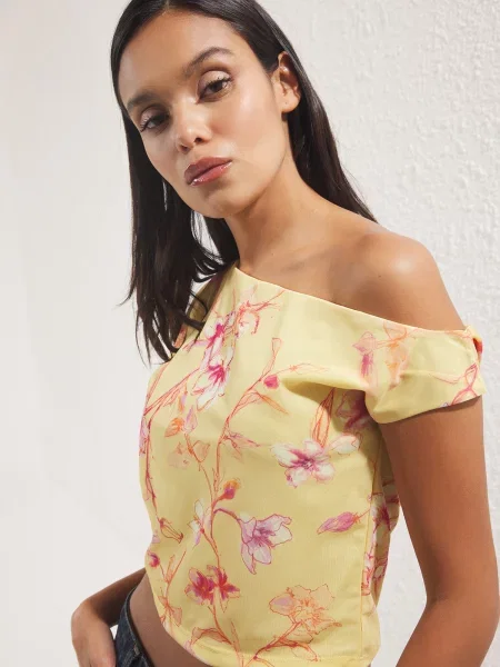 Trendyol Top deschis / portocaliu / roz galben