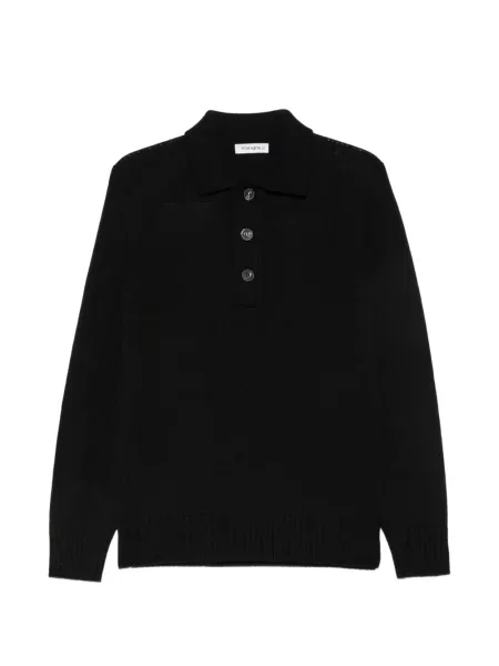 Lung tricou polo Kangra tricotate negru