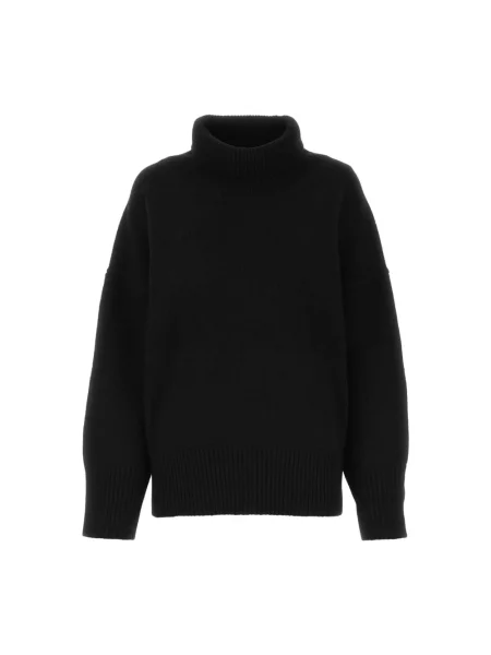 Lniany sweter z golfem Chloe czarny