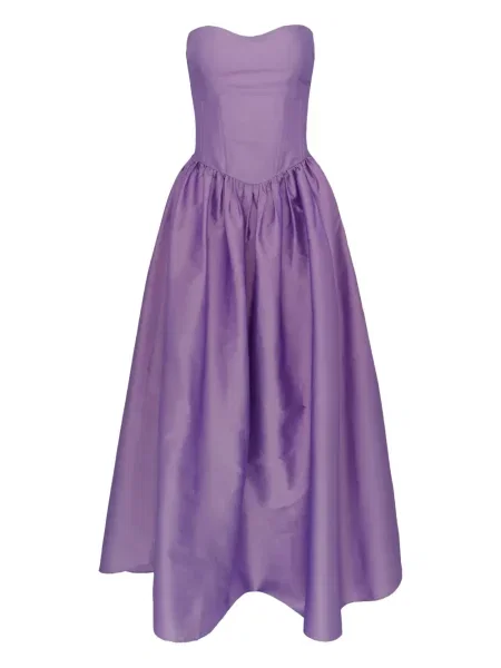 Rochie midi Azeeza cu șireturi din dantelă până la genunchi violet