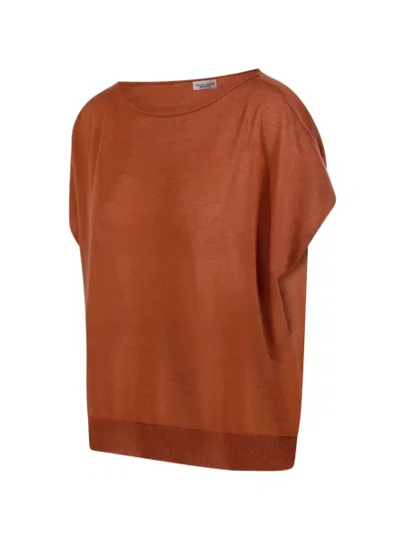 Tricou Roberto Collina tricotate scurt maro