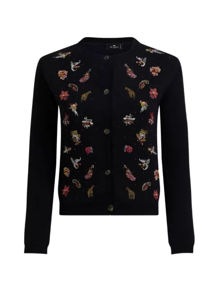Cardigan Etro cu broderie de lână negru
