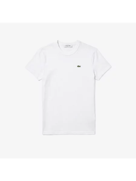 Lacoste Koszulka Z Okrągłym Kołnierzykiem biała