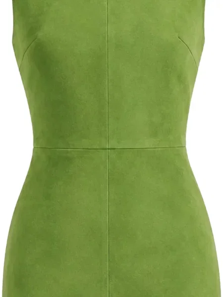 Rochie maxi Stouls din piele de căprioară verde