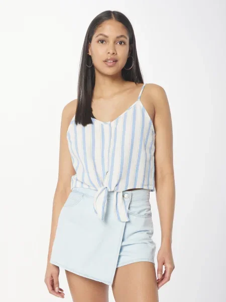 ONLY Top Caro albastru deschis / gri alb