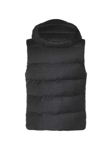 Palton Moorer fără mâneci cu glugă negru