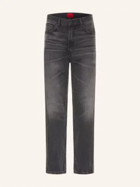 Hugo Džíny Relaxed Tapered Fit charcoal šedé