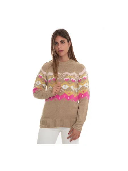 Sweter Pennyblack z nadrukiem w geometryczne wzory beżowy
