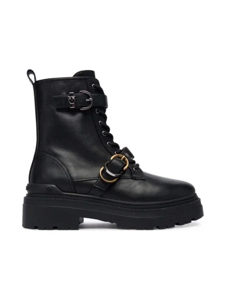 Pantofi Pinko din piele biker negru