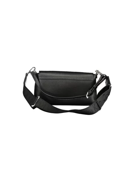 Lniana torebka crossbody Calvin Klein czarna